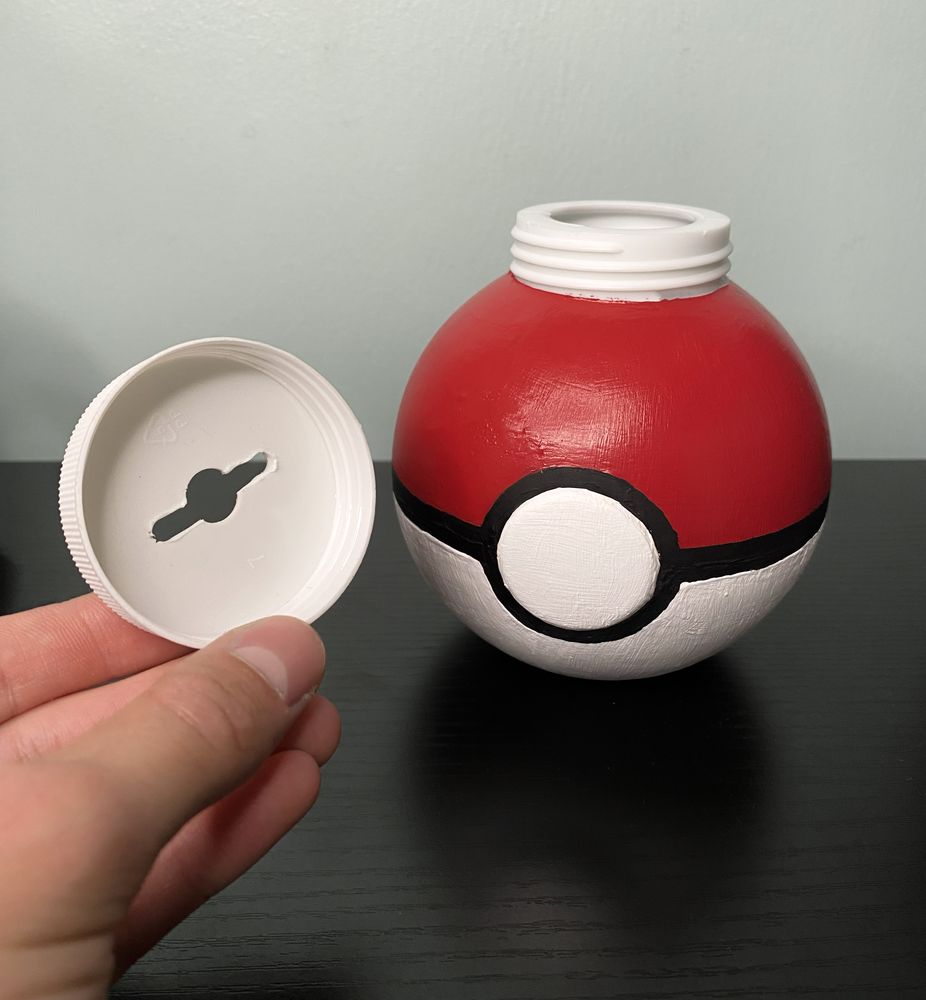 Pokéball Inspired Piggy Bank — after photo