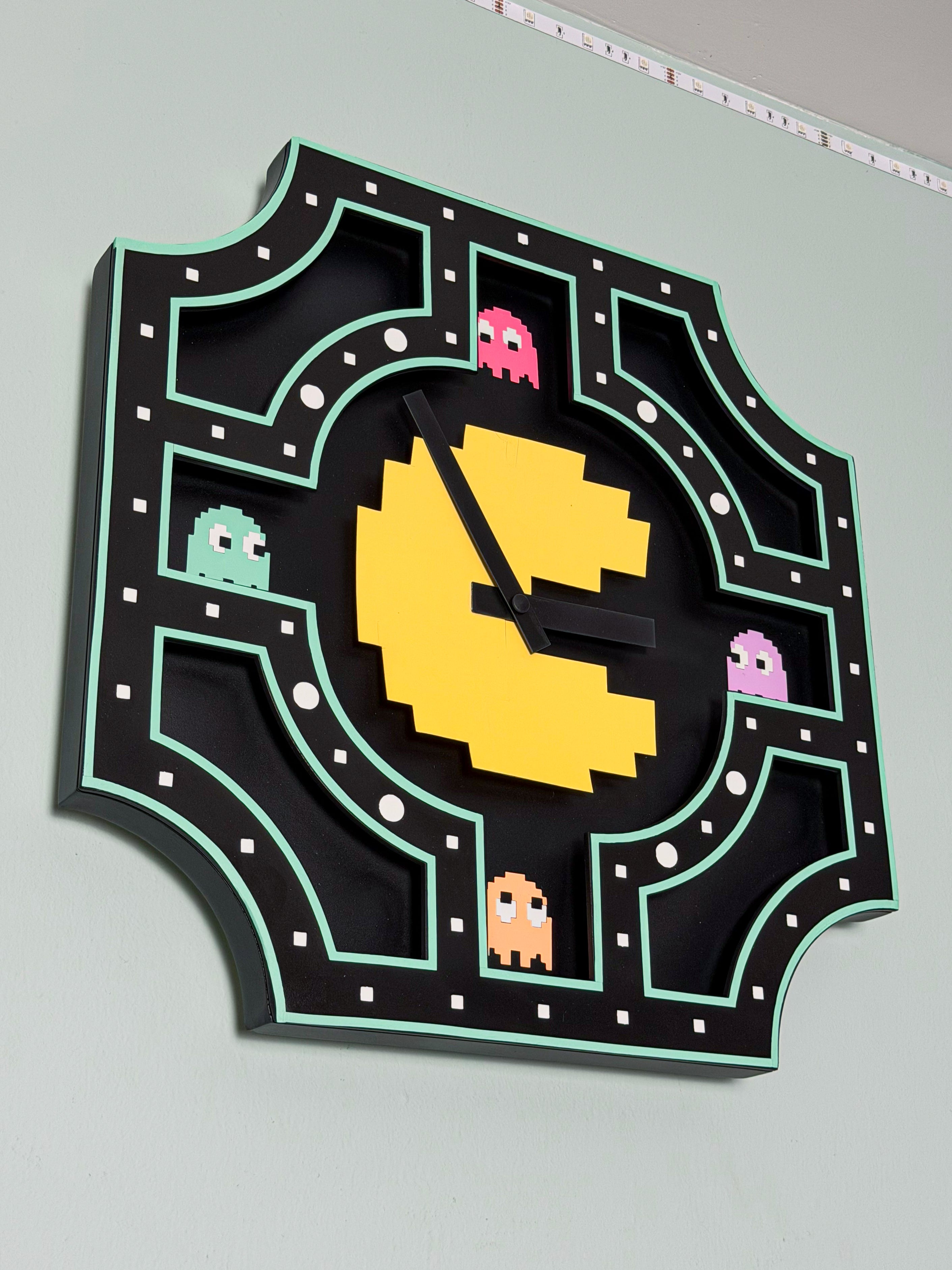 Pac-Man Inspired Glow in the Dark Analog Clock — after photo